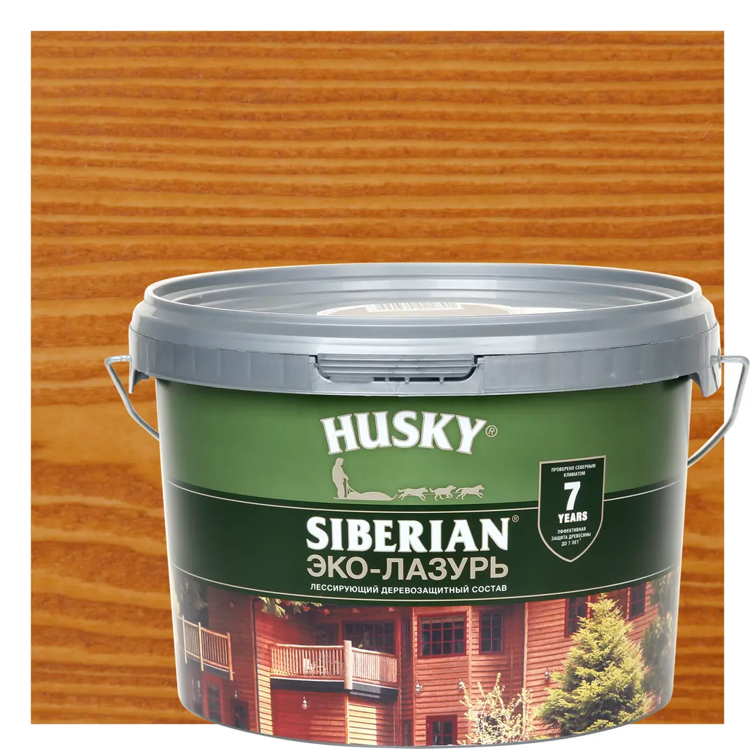 

Эко-лазурь Husky Siberian полуматовая цвет клен 2.5 л