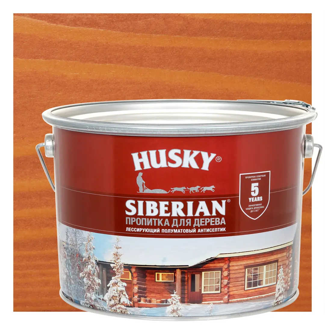 

Пропитка для дерева Husky Siberian полуматовая цвет осенний клен 9 л