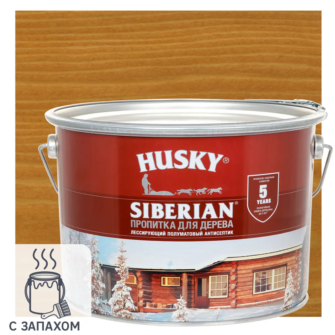 Пропитка для дерева Husky Siberian полуматовая цвет Орегон 9 л