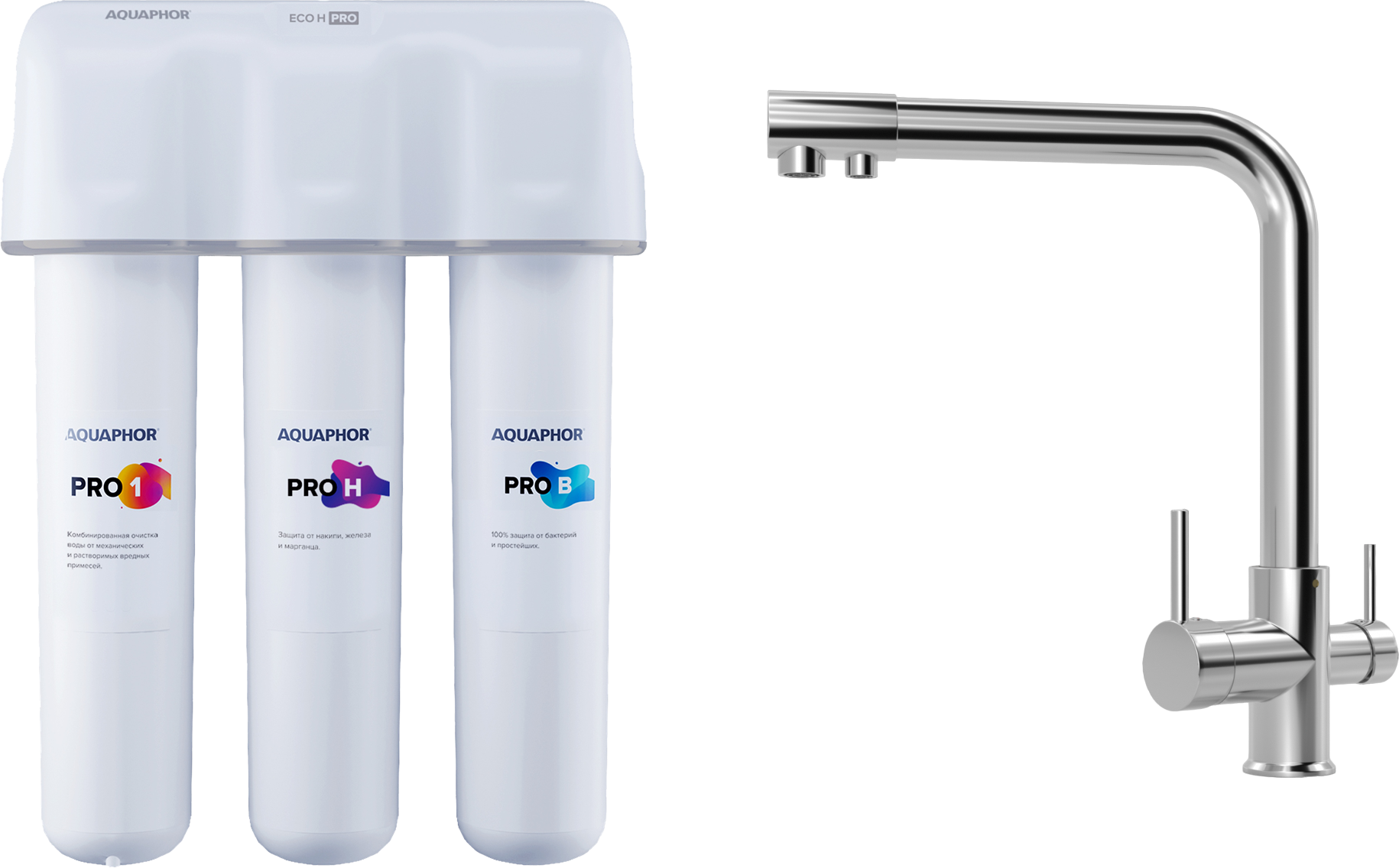 

Смеситель для кухни MEGA Life MG-TK05 + Кристалл ECO H Pro, Белый