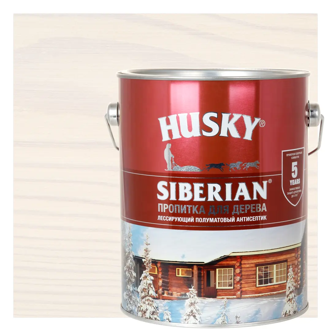 

Пропитка для дерева Husky Siberian полуматовая цвет белый 2.7 л
