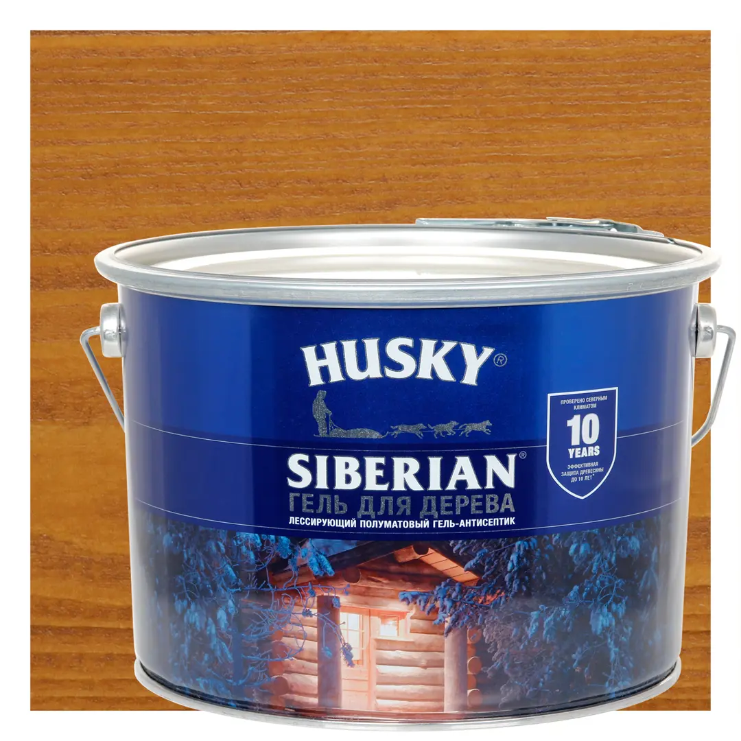 Гель для дерева Husky Siberian полуматовый цвет каштан 9 л