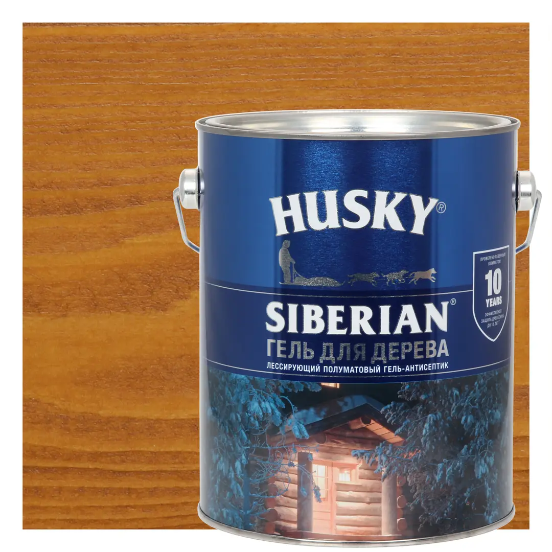 

Гель для дерева Husky Siberian полуматовый цвет каштан 2.7 л, Коричневый