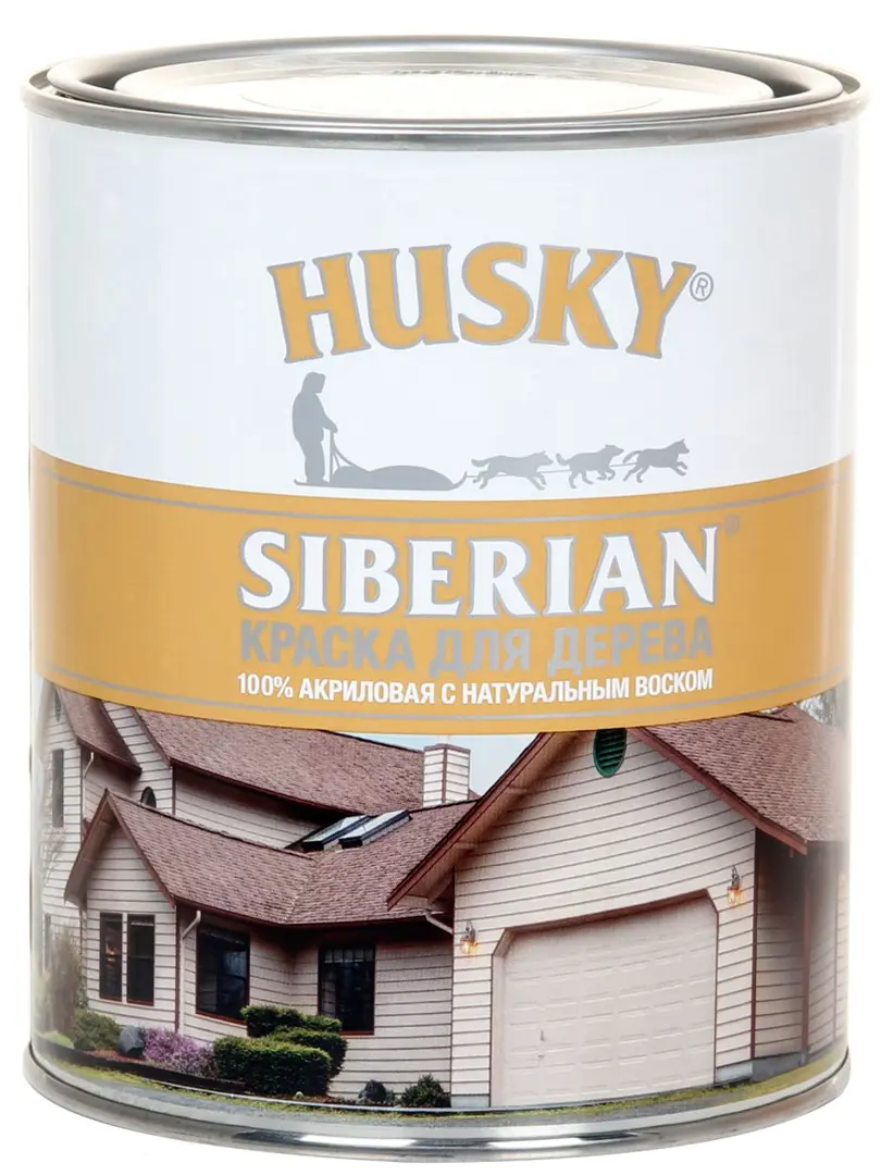 Краска по дереву Husky Siberian акриловая цвет белый база А 0.9 л