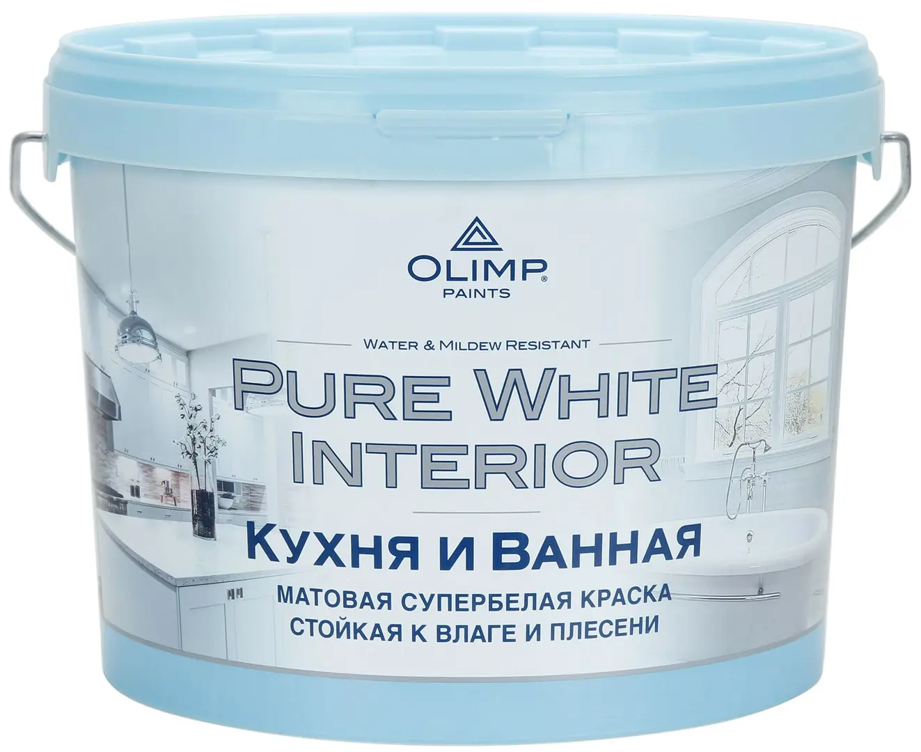 Краска для кухонь и ванных комнат Husky Olimp акриловая цвет белый база А 9 л 6345₽