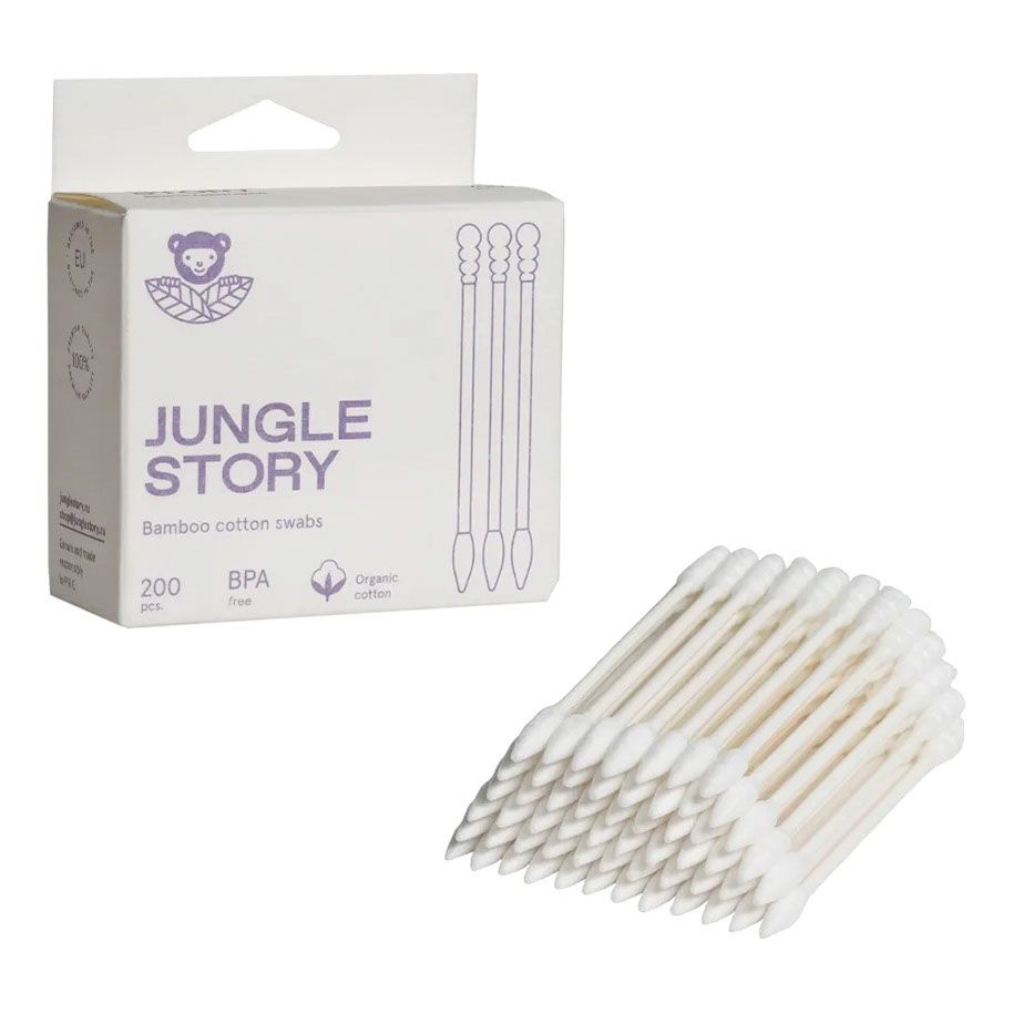 Ватные палочки Jungle Story White с заостренным и спиральным наконечником 200 шт