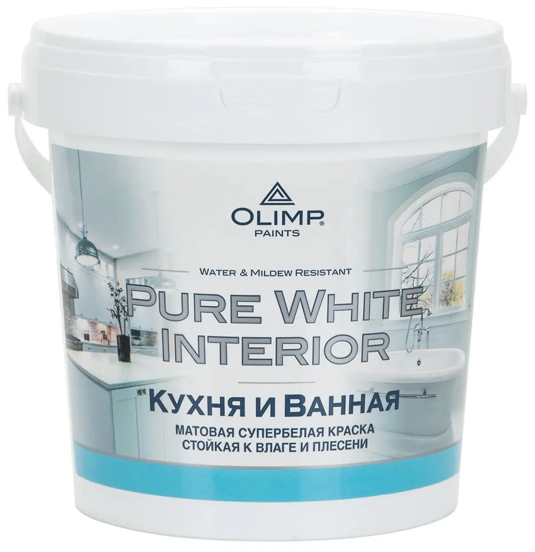 Краска для кухонь и ванных комнат Husky Olimp акриловая цвет белый база А 0.9 л монтажный клей для ванных и пластика titebond