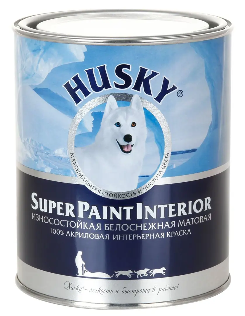 Краска интерьерная Husky Super Paint Int цвет белый 0.9 л био грум super white шампунь для светлой шерсти супер белый концентрат 59 мл