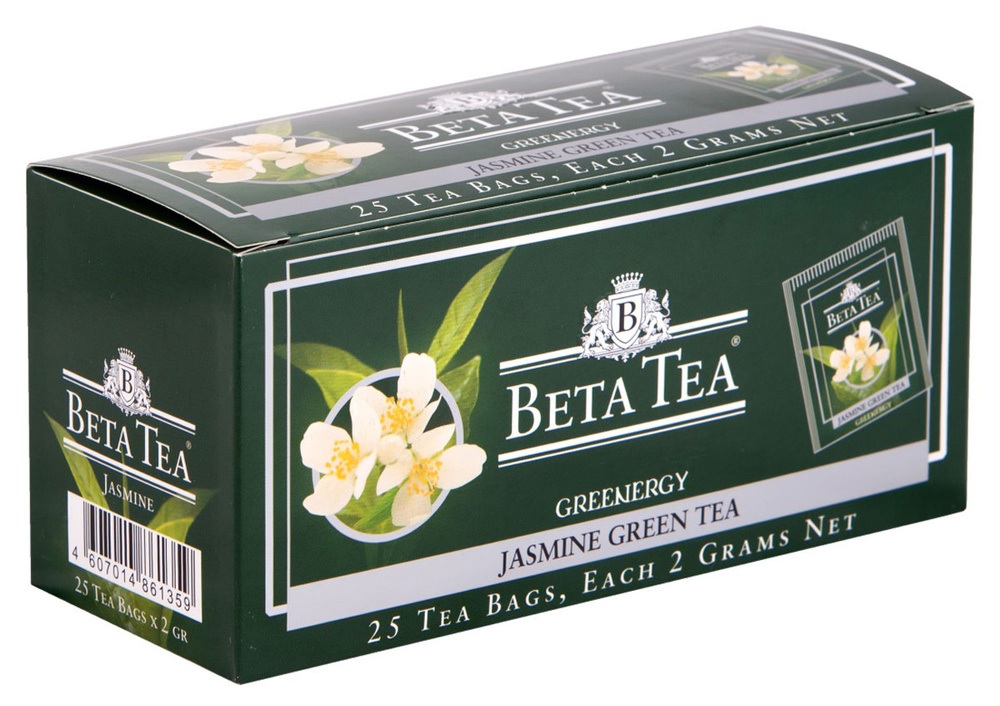 фото Чай зелёный beta tea байховый, мелколистовой, с жасмином, 25 пакетиков