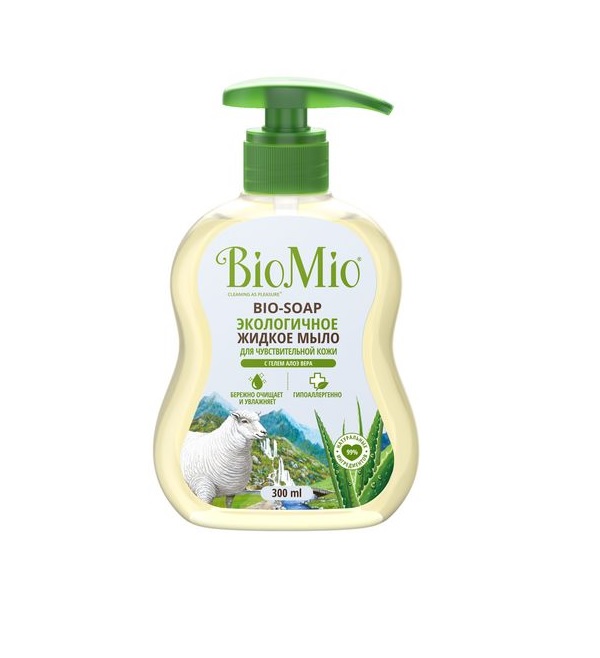 

Мыло BioMio Bio-Soap Sensitive гипоаллергенное, увлажняющее, с алоэ вера, 300 мл, 2 шт.