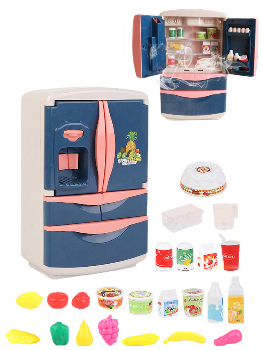 Игрушечный холодильник StarFriend детская кухня (свет, звук, пар, продукты, 14х8,5х23 см) игрушечное оружие starfriend перчатка железного человека со стрельбой iron man свет звук
