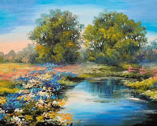 Цветной мир ярких идей Алмазная вышивка Река ранним летом LG288, 40x50 см