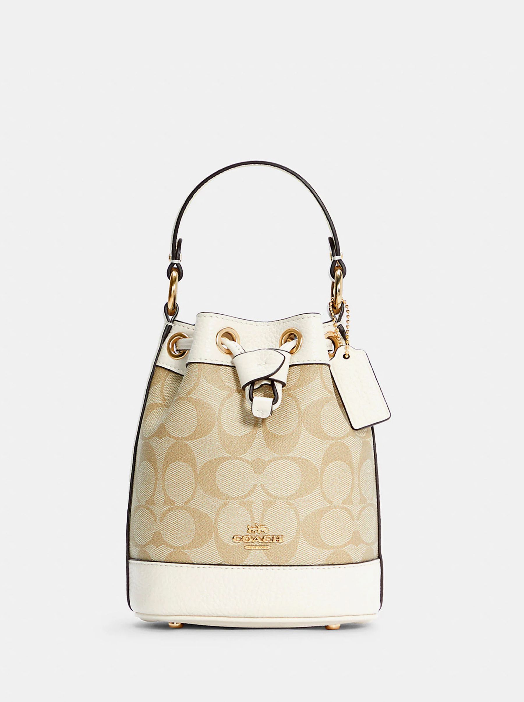 

Сумка женская Coach Dempsey Drawstring_CH0130 бежевая;белая, Коричневый, Dempsey Drawstring_CH0130