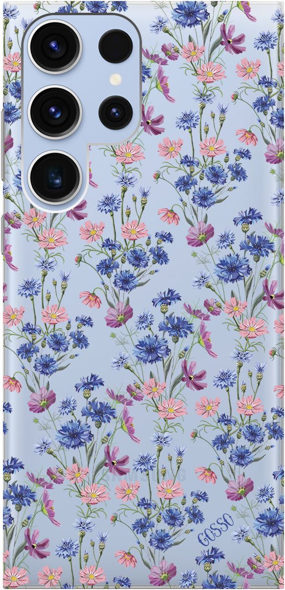 

Чехол на Samsung Galaxy S23 Ultra "Lovely Cornflowers" прозрачный, Прозрачный;голубой, 158345