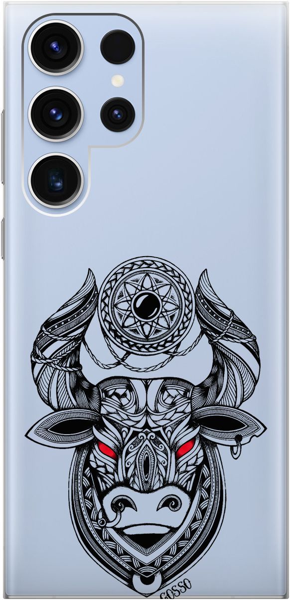 

Чехол на Samsung Galaxy S23 Ultra "Grand Bull" прозрачный, Прозрачный;красный, 158345