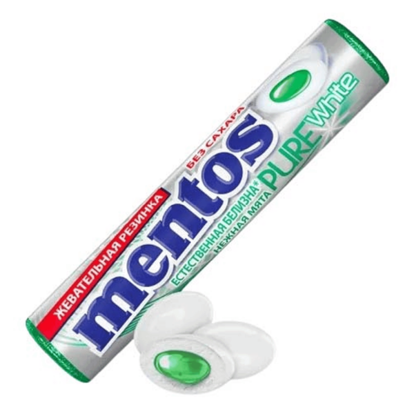 

Жевательная резинка Mentos Pure White нежная мята 8 шт 15,5 г