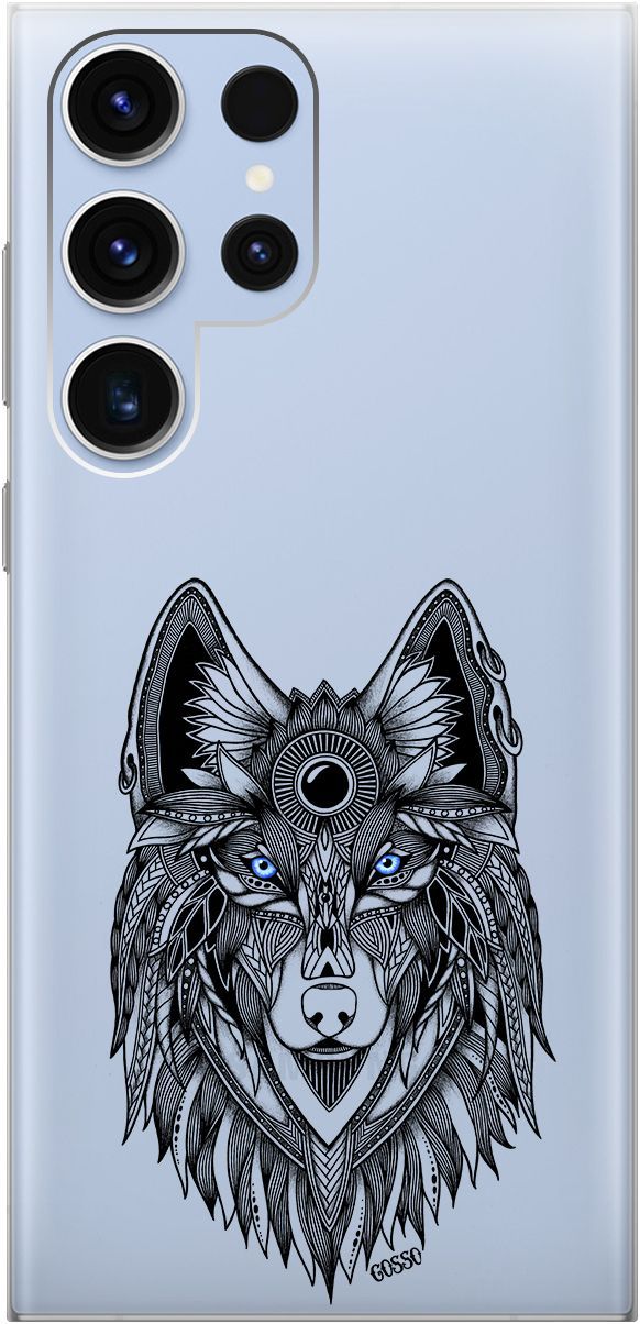 

Чехол на Samsung Galaxy S23 Ultra "Grand Wolf" прозрачный, Прозрачный;голубой, 158345