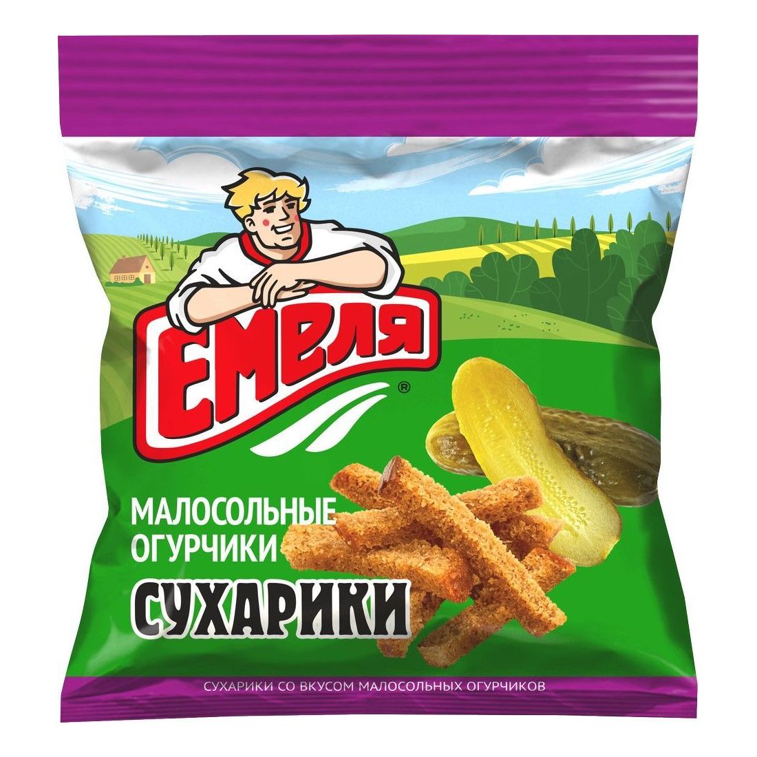 Сухарики ржаные Емеля со вкусом малосольных огурчиков 40 г