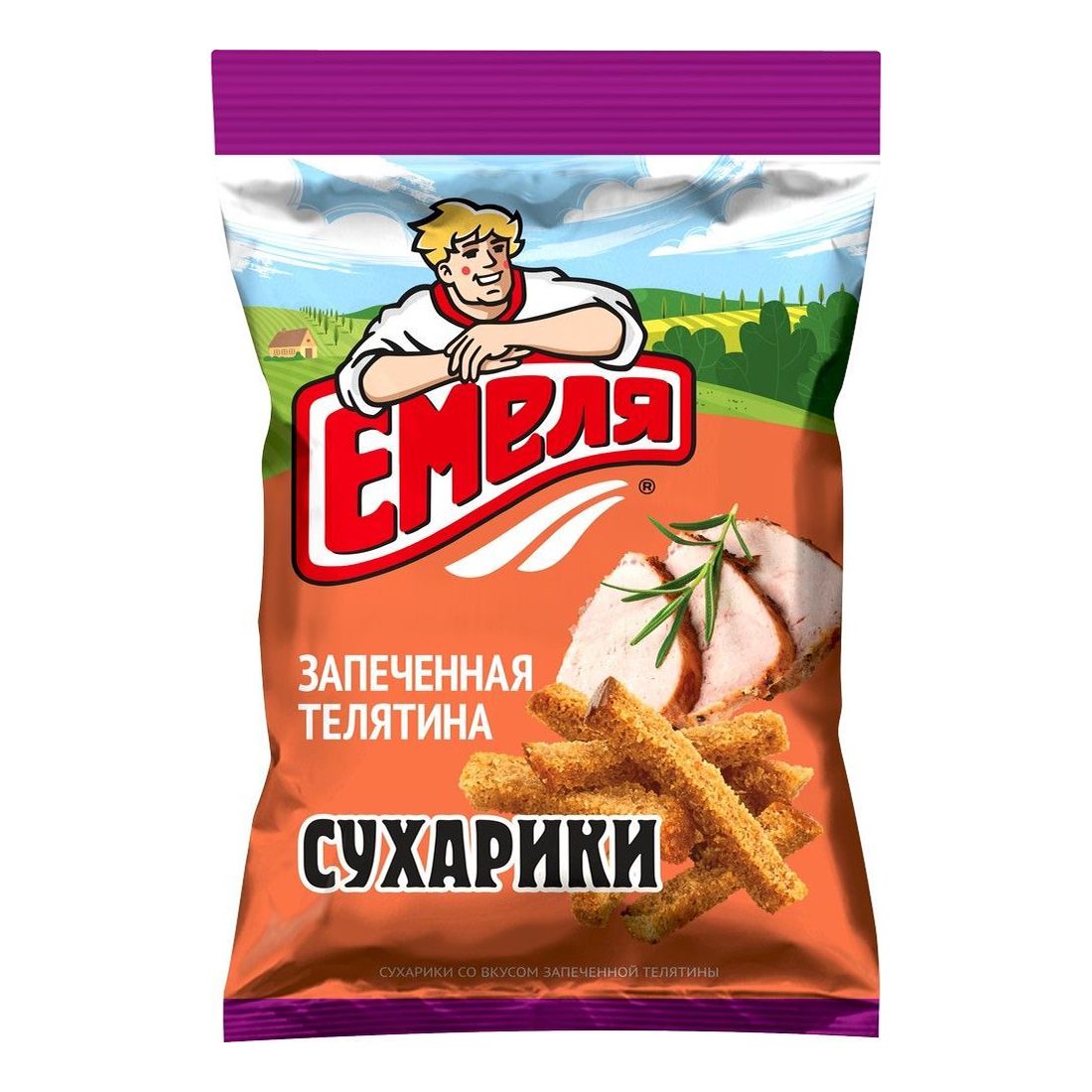 Сухарики ржаные Емеля со вкусом запеченной телятины 90 г