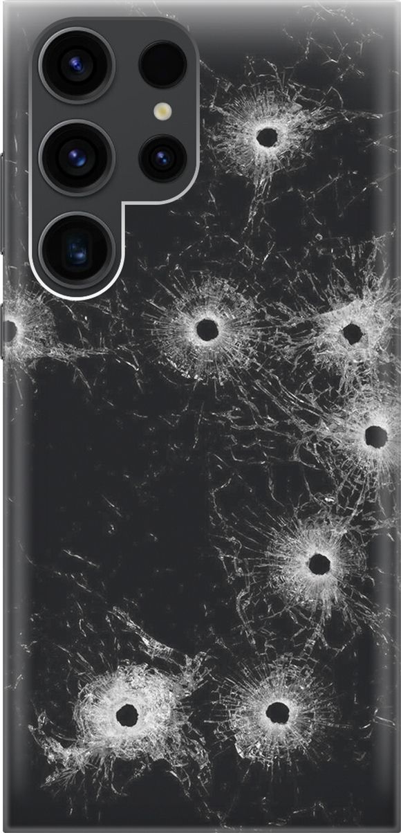 

Чехол на Samsung Galaxy S23 Ultra с эффектом блеска "Пулевые", Белый;черный, 158332