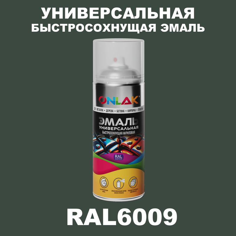 

Эмаль акриловая ONLAK RAL 6009 матовая, Зеленый, RAL-AER400-SPREY