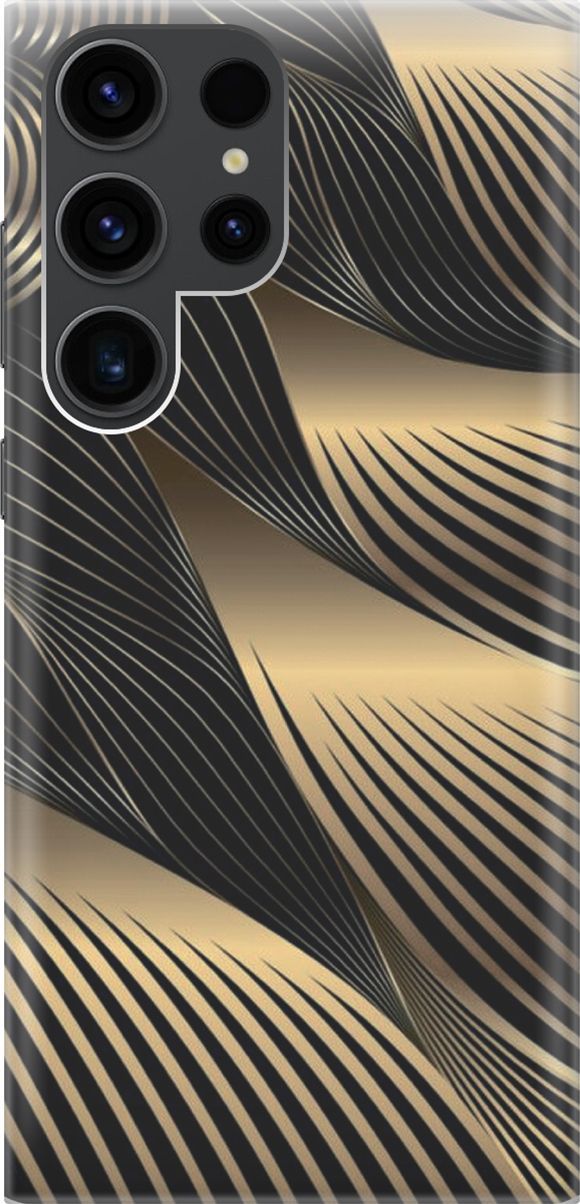 

Чехол на Samsung Galaxy S23 Ultra "Золотистые изгибы", Золотистый;черный, 158329
