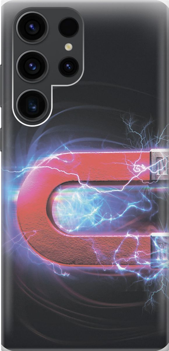 

Чехол на Samsung Galaxy S23 Ultra "Южный полюс магнита", Голубой;красный, 158340