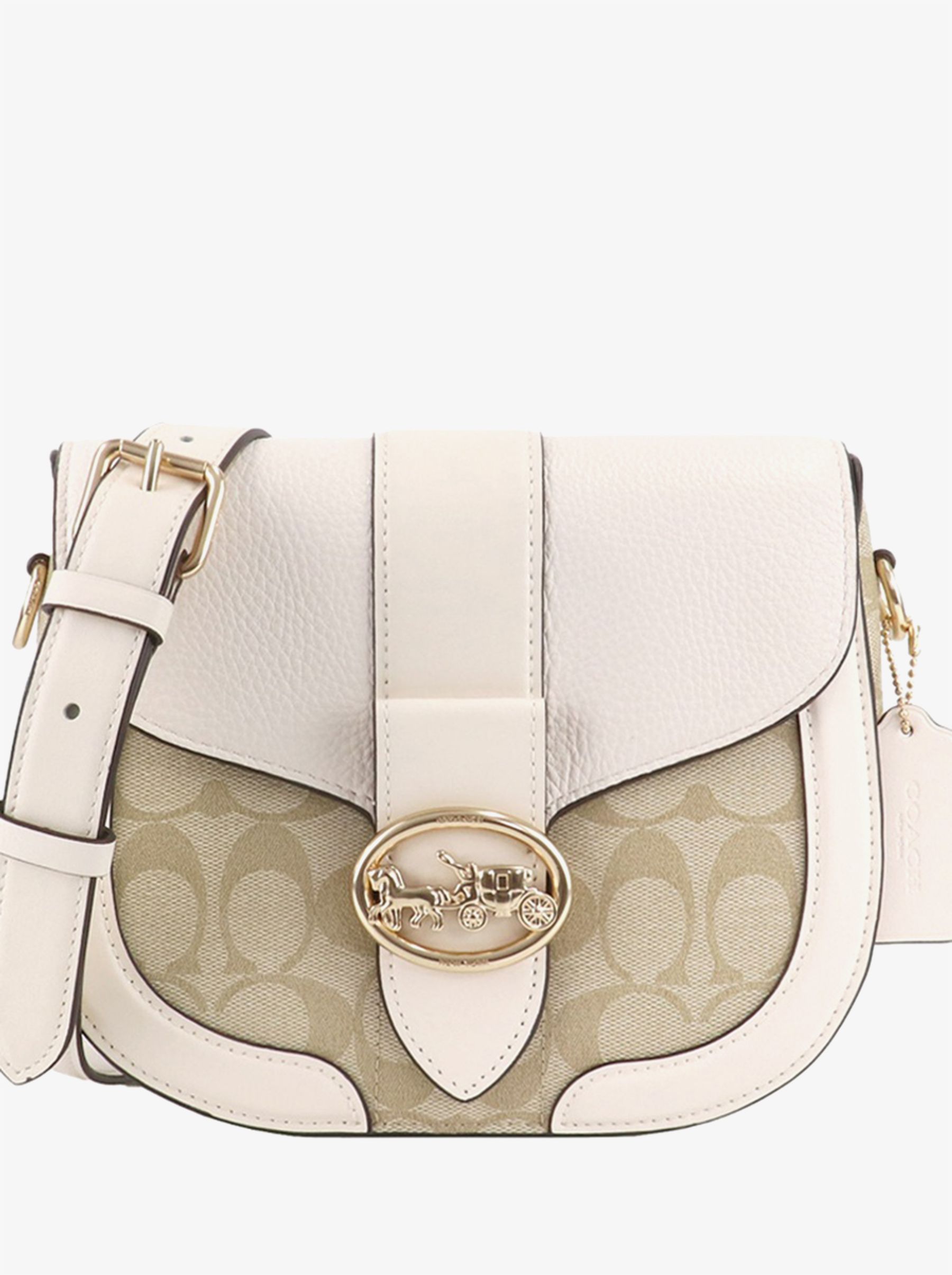 

Сумка женская Coach Georgie Saddle_CH0102 бежевая;белая, Разноцветный, Georgie Saddle_CH0102