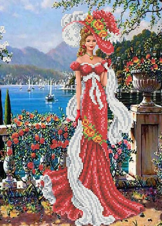 

Рисунок на ткани Дама с шарфом