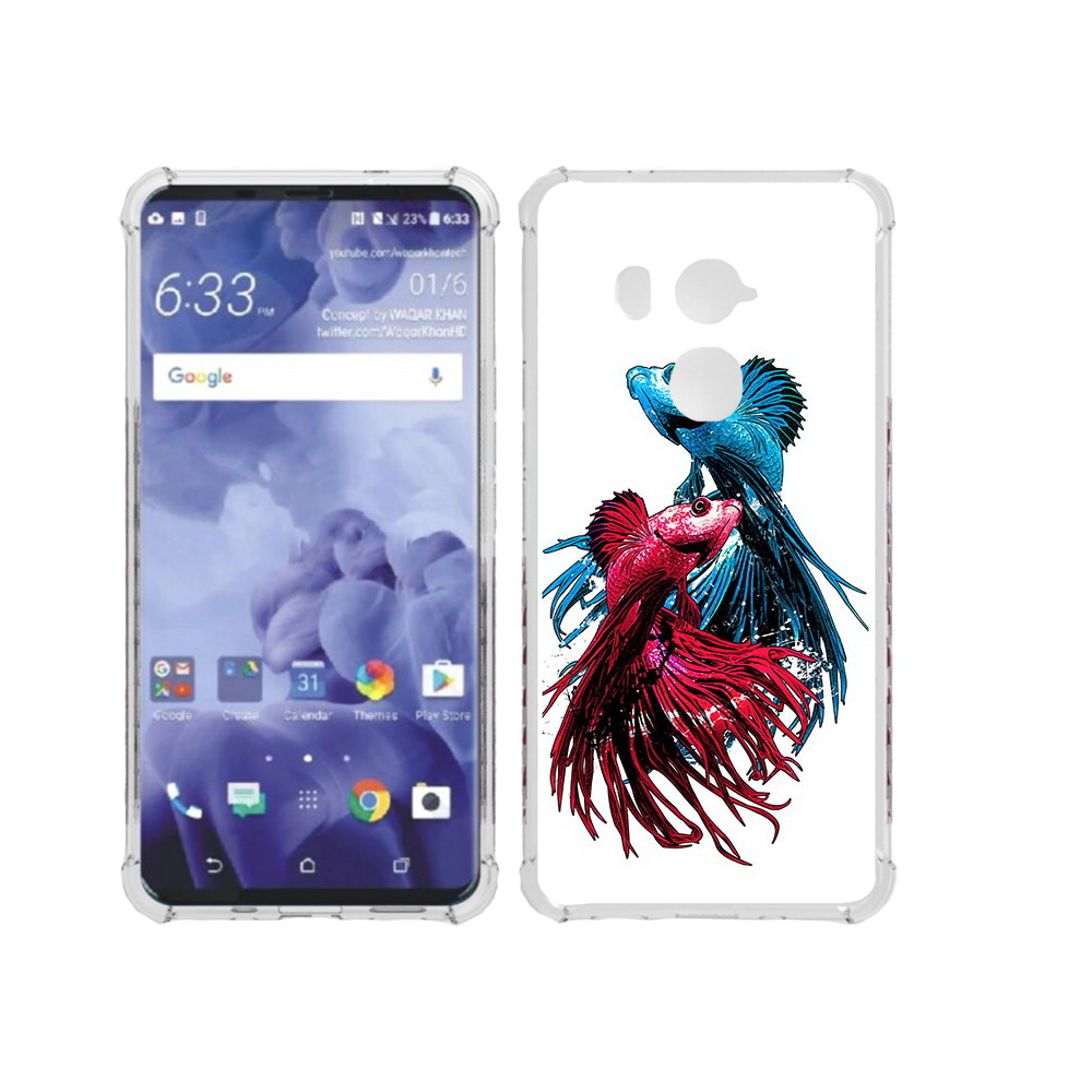 

Чехол MyPads Tocco для HTC U11 Plus рыбы петушки, Прозрачный, Tocco