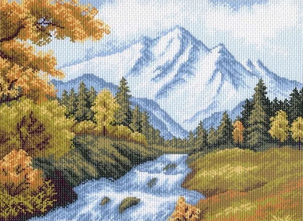 

Рисунок на ткани Горная стремнина