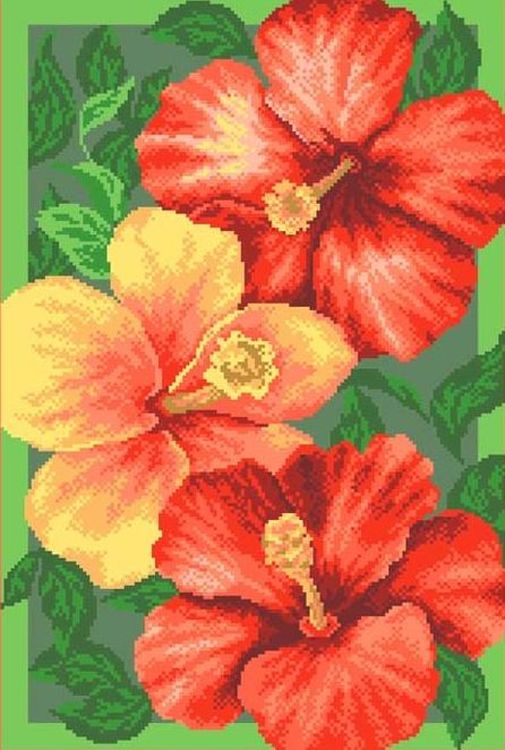 

Рисунок на ткани Гибискусы