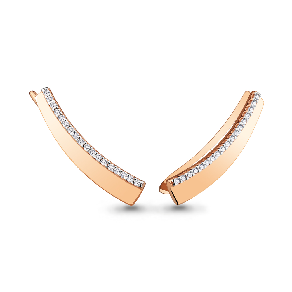 

Серьги клаймберы из красного золота с фианитом Aquamarine 45502А, 45502А_585_кз