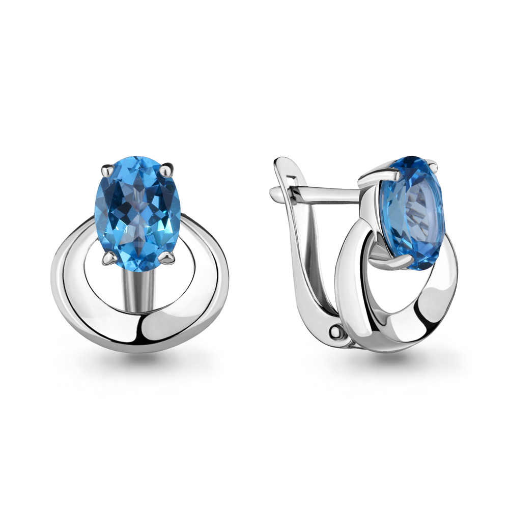 

Серьги из серебра с топазом Aquamarine 4700705, 4700705_925_р