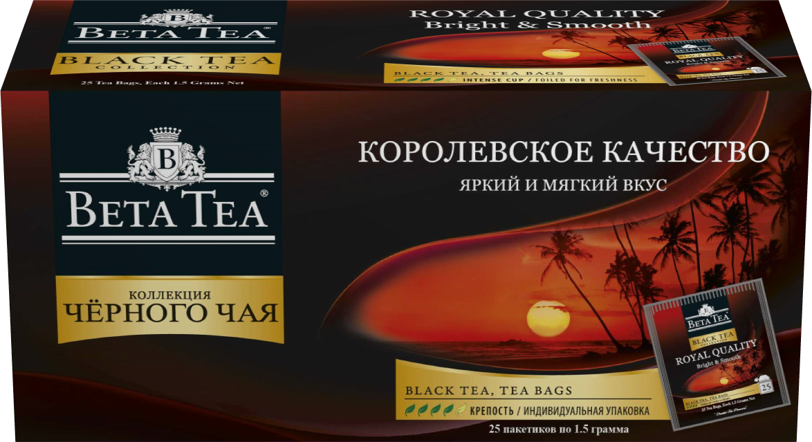 Чай чёрный Beta Tea Королевское качество байховый, мелколистовой, 25 пакетиков