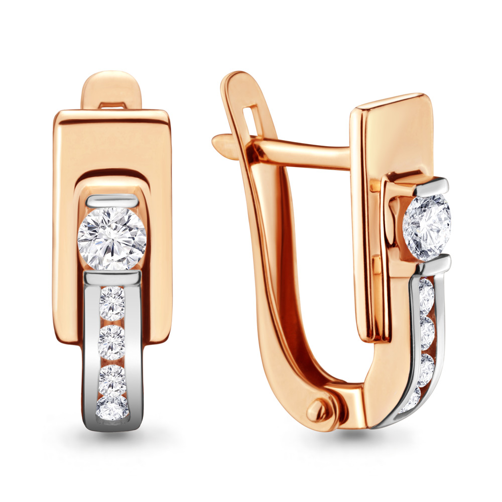 

Серьги из красного золота с фианитом Aquamarine 46715А, 46715А_585_кз