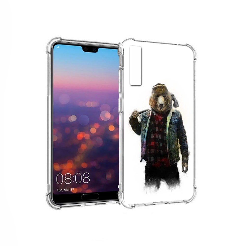 

Чехол MyPads Tocco для Huawei P20 Pro медведь с топором (PT108144.28.469), Прозрачный, Tocco