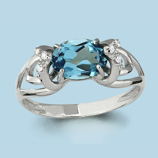

Кольцо из серебра с топазом/фианитом р., Aquamarine 6552905А, 6552905А_925_р