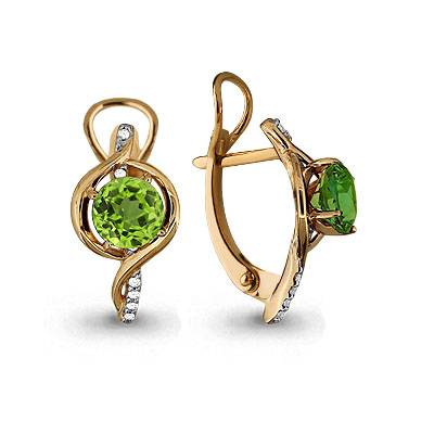 

Серьги из серебра с хризолитом/фианитом Aquamarine 4405307А, 4405307А_925_з