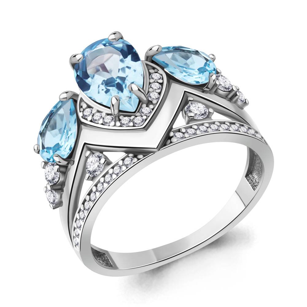 

Кольцо из серебра с топазом/фианитом р., Aquamarine 6906305А, 6906305А_925_р