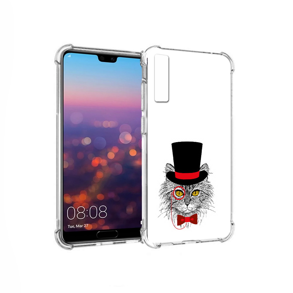 

Чехол MyPads Tocco для Huawei P20 Pro кот в шляпе (PT108144.28.397), Прозрачный, Tocco