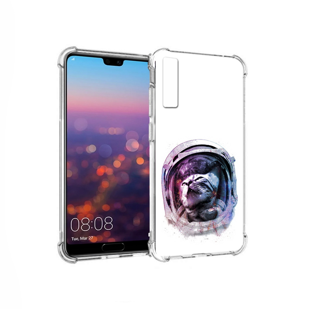 

Чехол MyPads Tocco для Huawei P20 Pro кот в шлеме (PT108144.28.396), Прозрачный, Tocco