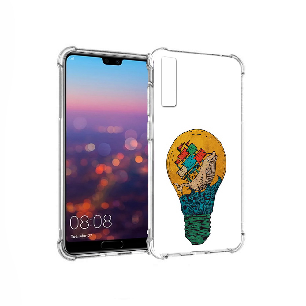 

Чехол MyPads Tocco для Huawei P20 Pro кит в лампочке с парусами (PT108144.28.387), Прозрачный, Tocco