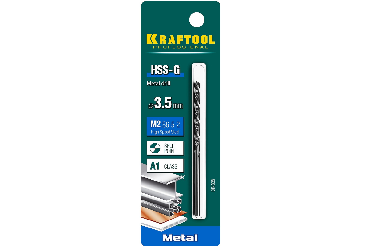 фото Сверло по металлу kraftool hss-g 3.5 х70мм, hss-g, сталь м2(s6-5-2)