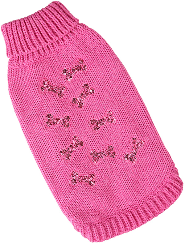 

Свитер для собак FOR MY DOGS Косточки, унисекс, розовый, 10-12, длина спины 25 см, FW648-2018 Косточки