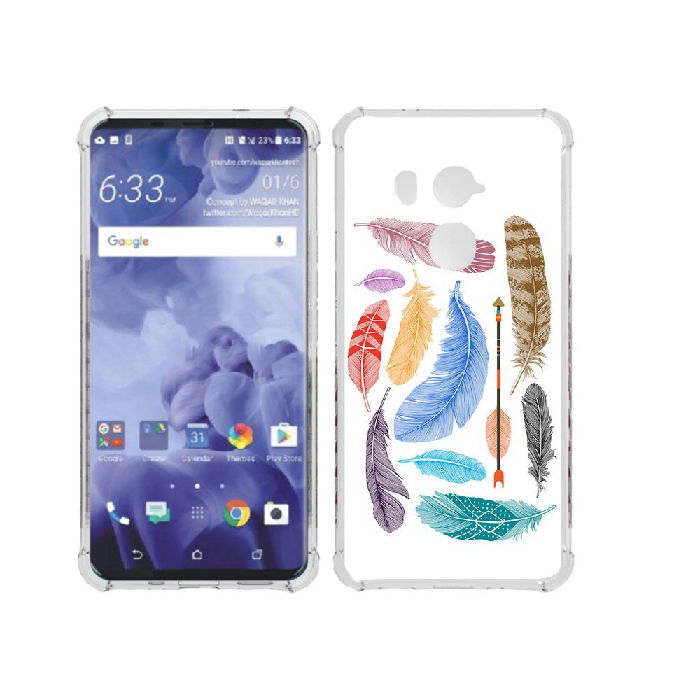 

Чехол MyPads Tocco для HTC U11 Plus разноцветные перья, Прозрачный, Tocco