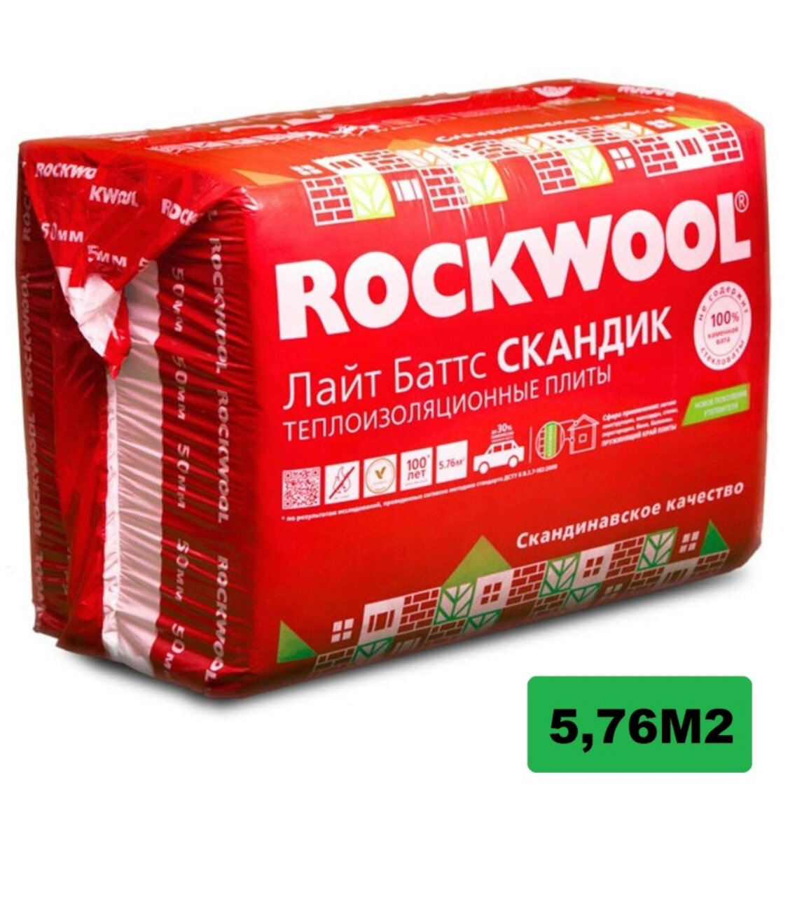 Теплоизоляция Лайт Баттс СКАНДИК ROCKWOOL, площадь 5,76м2 242242