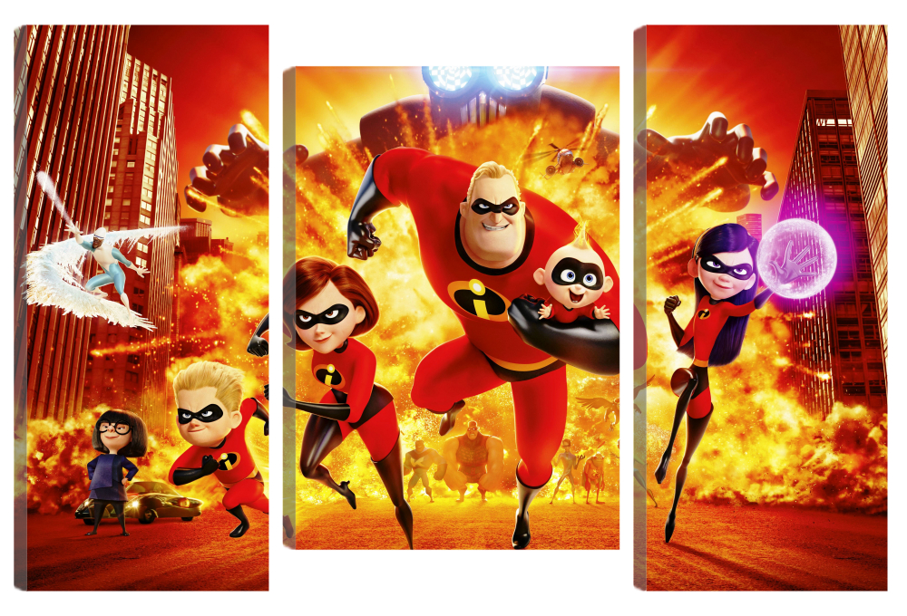 

Большая модульная картина Суперсемейка. В детскую. PR-1793 (128x90см). Натуральный холст