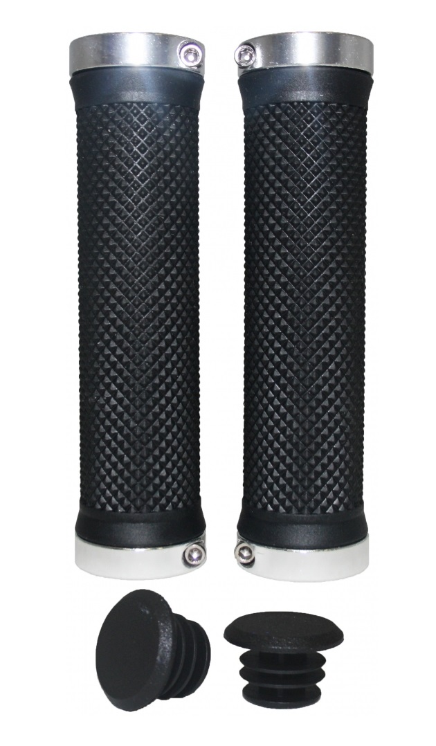 

Грипсы 129мм VINCA с метал. зажимами и заглушками (black/silver)