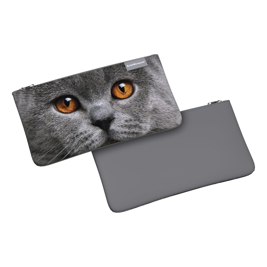 

Пенал ErichKrause мягкий 1 отделение 22х12см конверт Light Grey Cat, Серый, 1822446